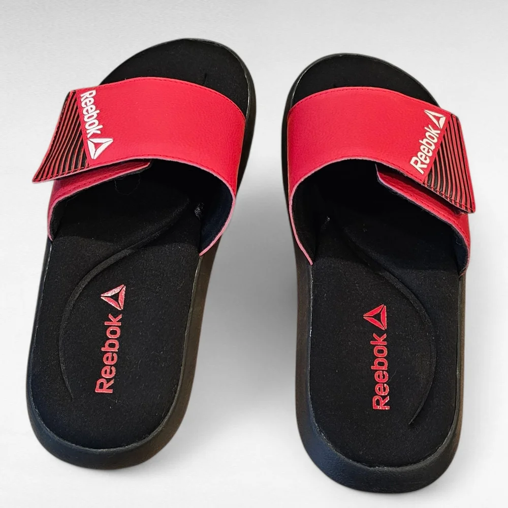 Reebok Men's Comfort Slides Red and Black Size 7